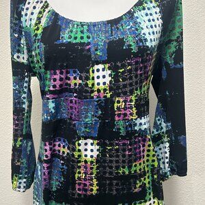 Axcess by Liz Claiborne multi colored tunic with empire waist, medium